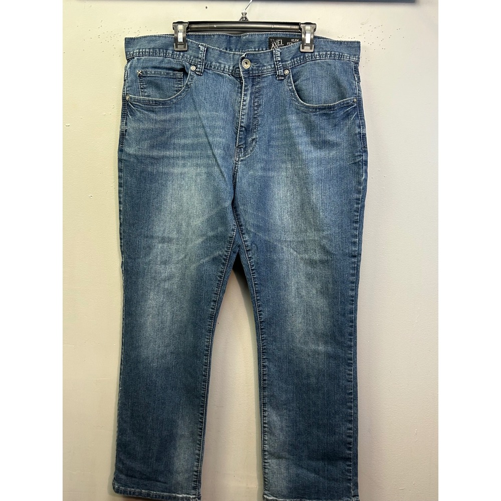 T.K. Axel Jeans Mens 38x30 Blue Slim Straight Medium Wash Stretch Denim Pants